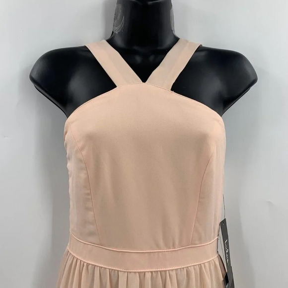Lulu’s Women's  Air‎ of Romance Sleeveless Peach Chiffon Maxi Dress Size XS NWT - Picture 3 of 13